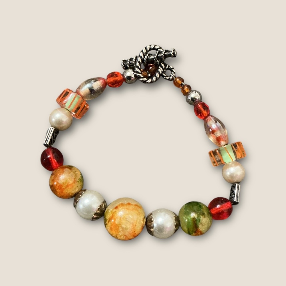 Vintage Glass Artisan Beaded Bracelet